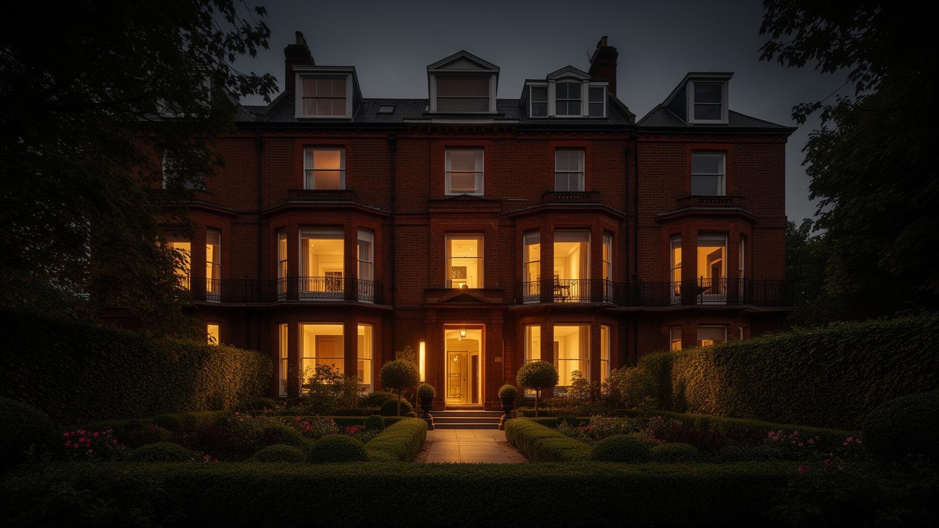 Elegant South Manchester townhouse at twilight